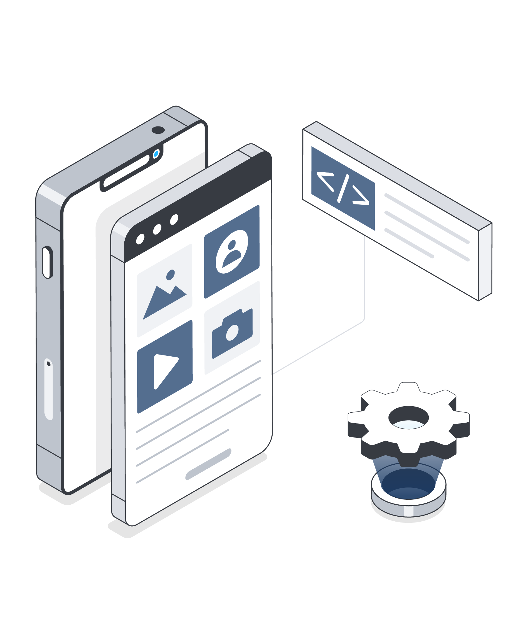 Illustration of cross-platform mobile app development services.